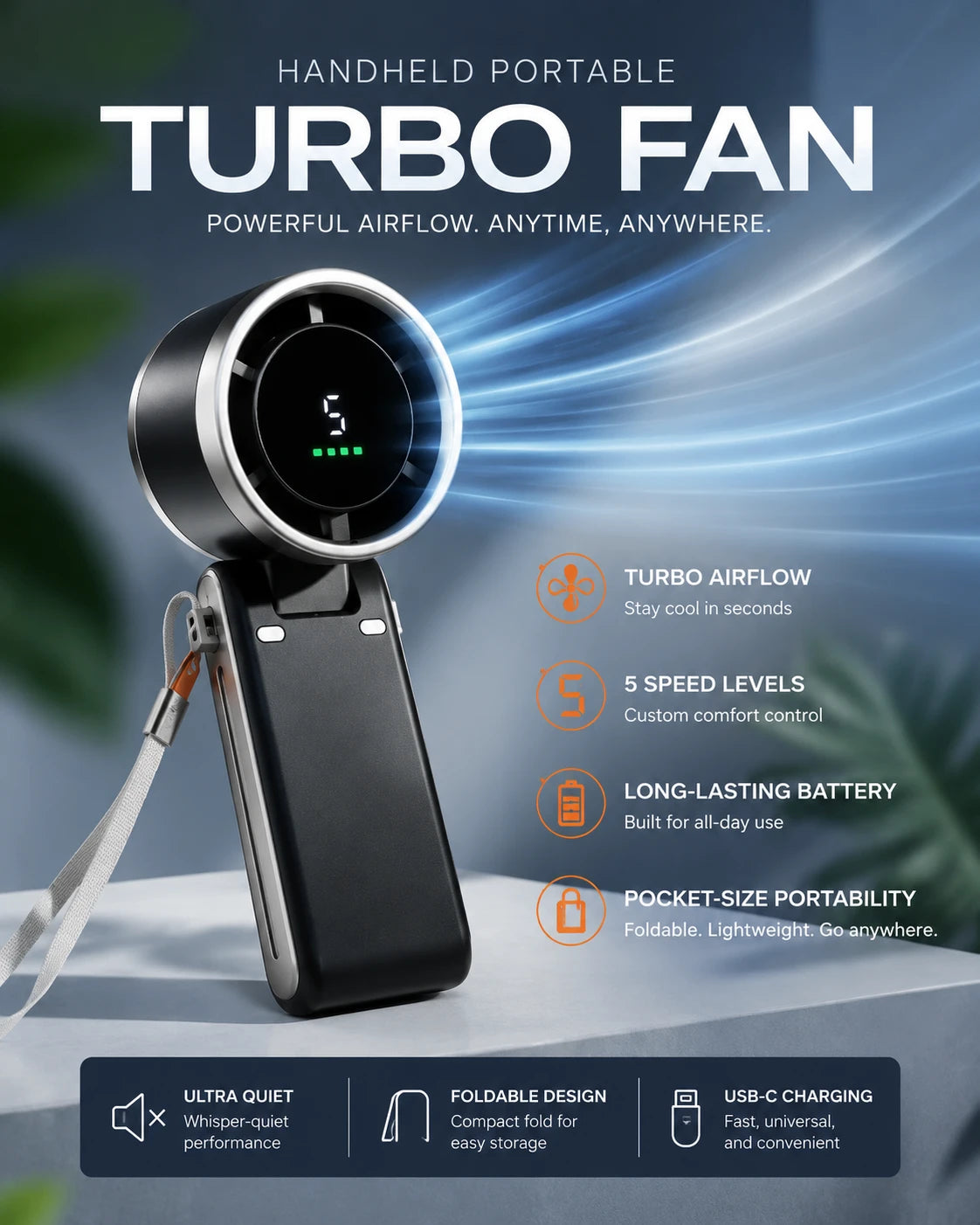 Zenvora TurboFlow Handheld Fan